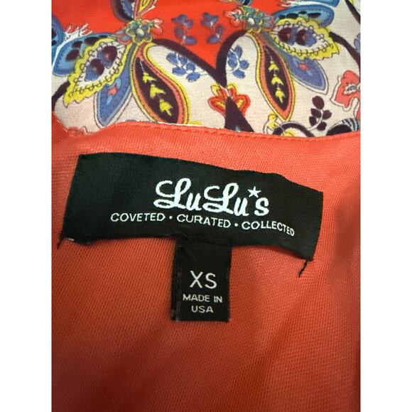 Lulu's Multicolor Floral Paisley Print Short Sleeve Zip Mini Shift Dress Size XS - Picture 4 of 5